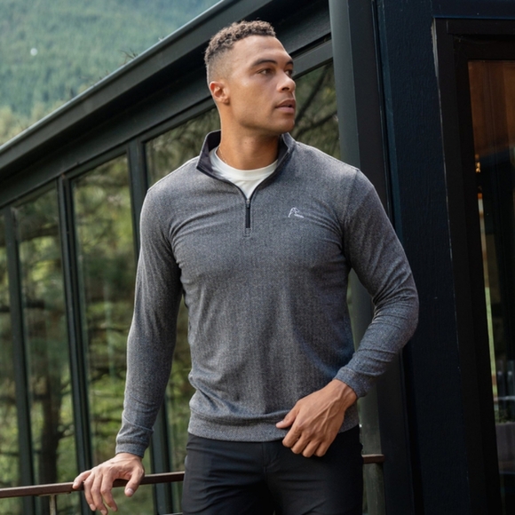 Rhoback Other - NWT Rhoback Men's Performance Q-Zip  Herringbone Gray Size Large Golf Pullover